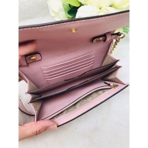 Michael Kors Saffiano Leather 3-in-1 Crossbody Pink Blush Purse Mini Bag Chain - Picture 8 of 11